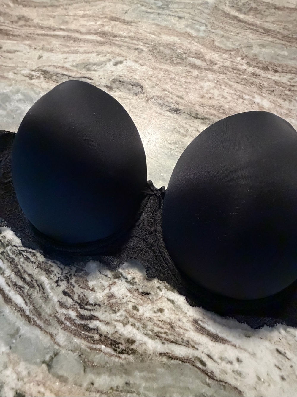 Victoria's Secret Black Strapless Push-Up Bra with Lace Trim
